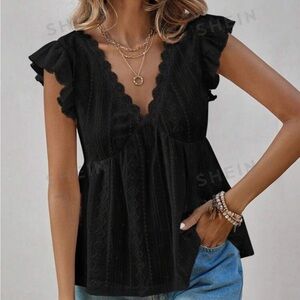 Shein Black Lace Blouse